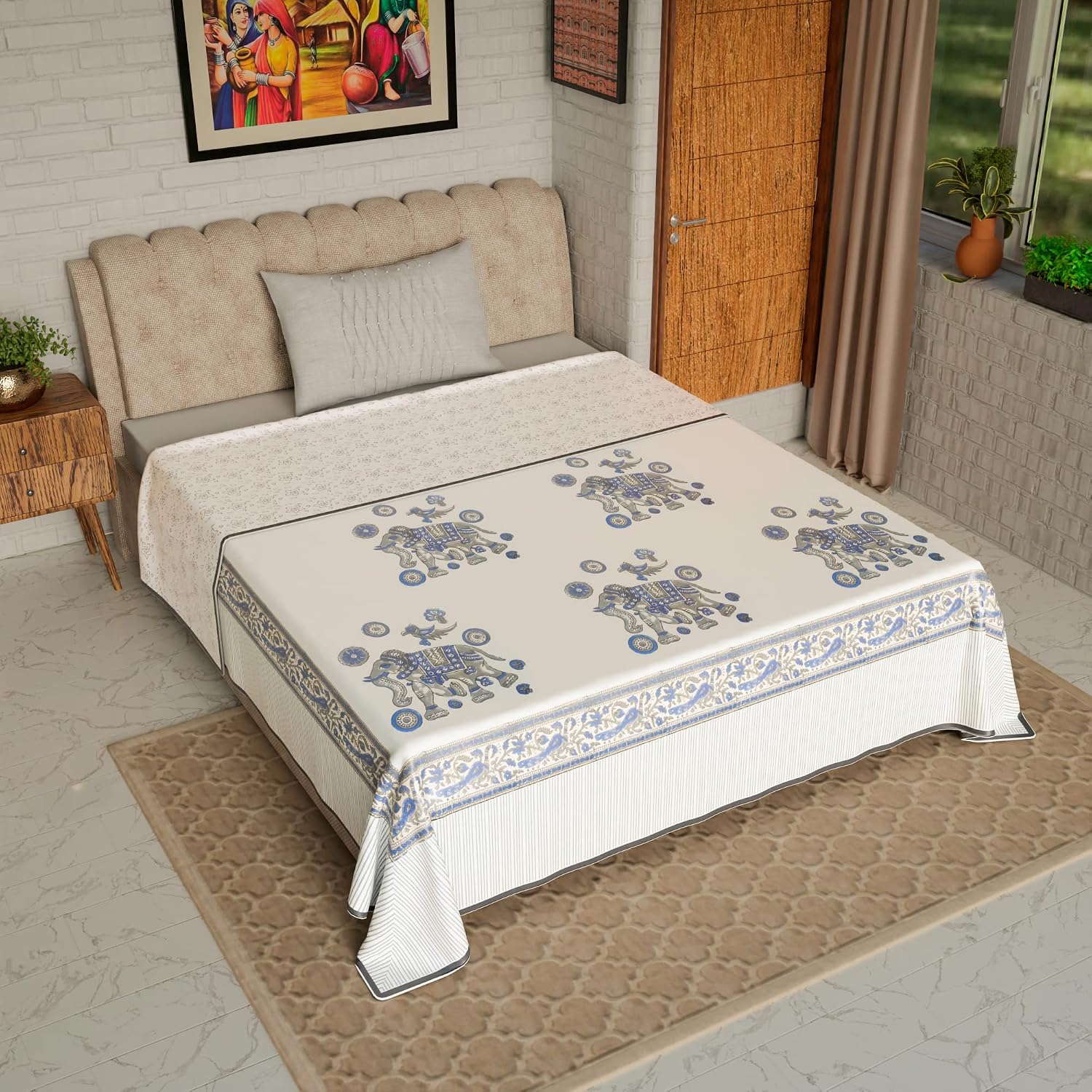 Floral Reversible Dohar - Hình 2