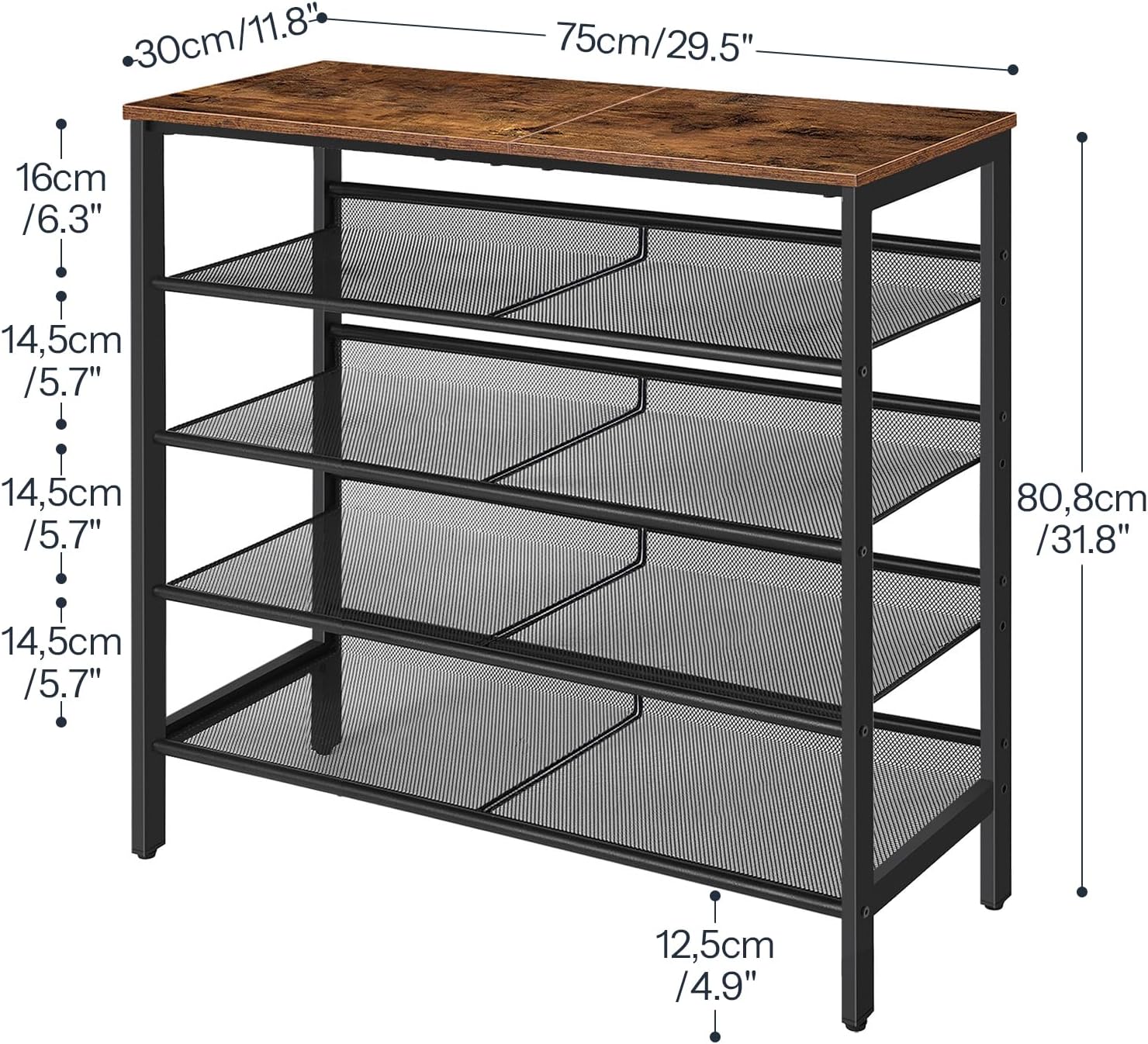 Rustic Brown Tier Shoe Organiser - Hình 2