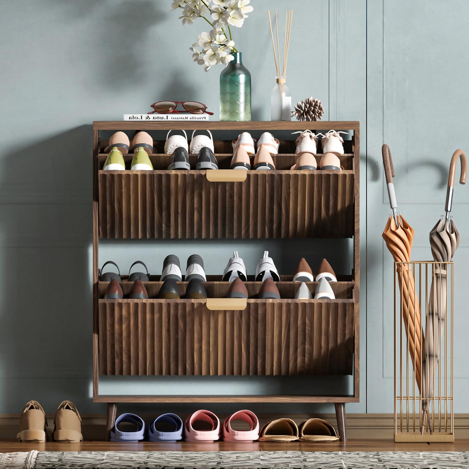 Walnut Freestanding Shoe